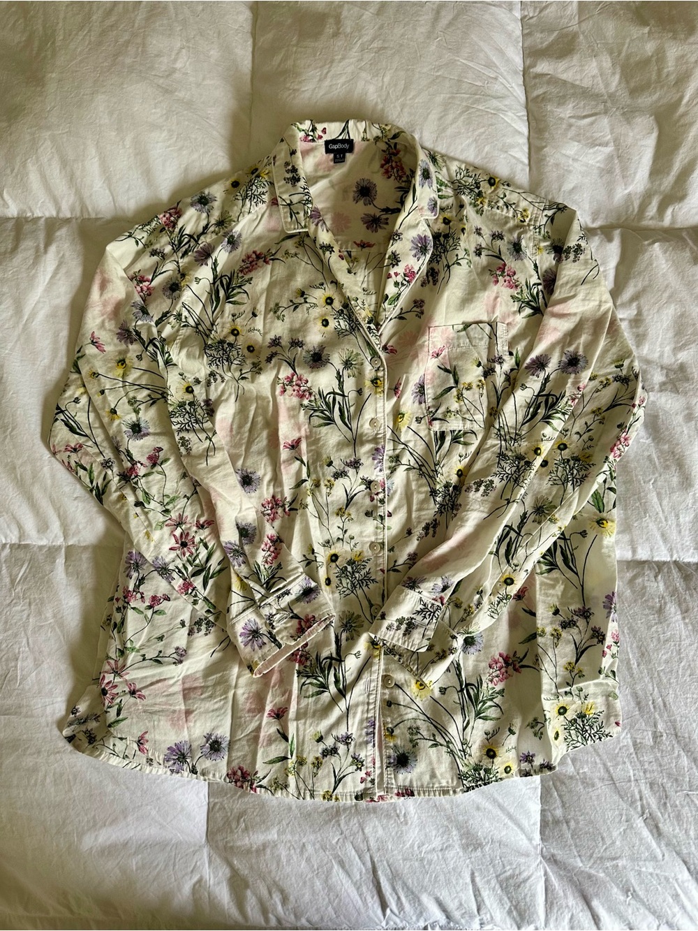 TALL Gap Poplin Cream Floral Pajama Top